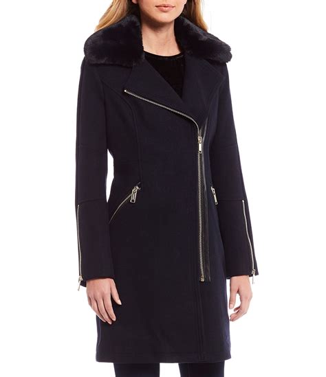 michael kors black winter women coat fur collar|michael kors winter coats clearance.